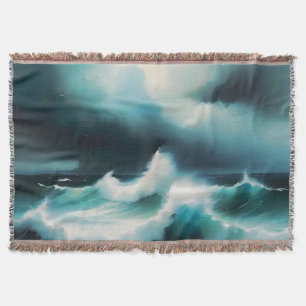Couverture Belle peinture de vagues de l'Océan Bleu