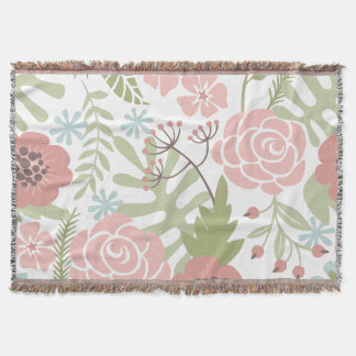Couverture Belle rose pâle et fleurs vertes