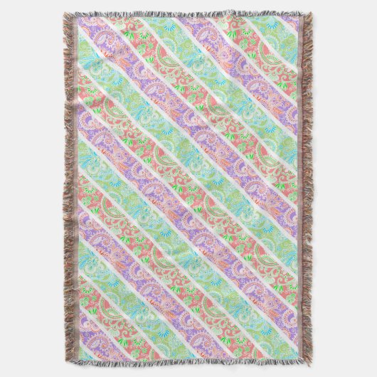 Couverture Belles fleurs pastel colorées rayures (devant Vertical)