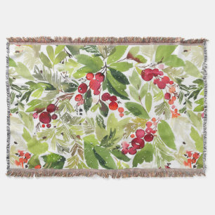 Couverture Berry Holly Festive et aquarelle À feuillage persi