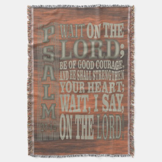 Couverture Bible Verse Psalm 27;14 Wood Topped Wall Tapestry (devant Vertical)
