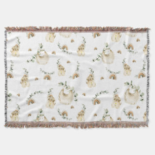 Couverture Bibs Boho Bébé Motif Arc-en-ciel Botanique Verdure