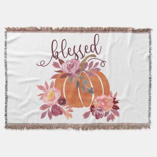 Couverture Bienheureux - Citrouille d'automne avec fleurs ros (Devant)
