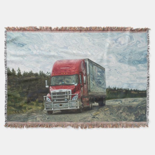 Couverture Big Red Cargo Truck Highway Conduite Art Design (Devant)