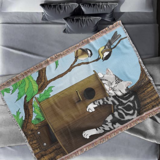 Couverture Birdhouse Tabby Cat Napping