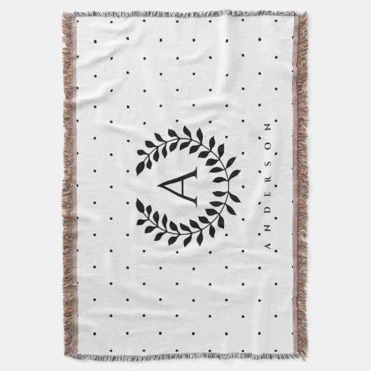Couverture Black And White Laurel Monogram Polka Dot Pattern (devant Vertical)