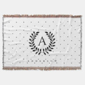 Couverture Black And White Laurel Monogram Polka Dot Pattern (Devant)