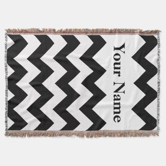 Couverture Black Bold Chevron avec nom personnalisé (Devant)