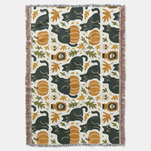Couverture Black Cat and Pumpkin Woven (devant Vertical)