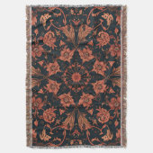 Couverture Black & Deep Orange Floral Damask (devant Vertical)