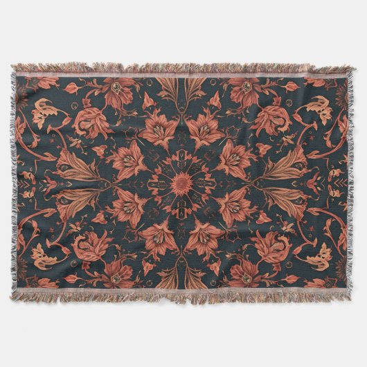 Couverture Black & Deep Orange Floral Damask (Devant)