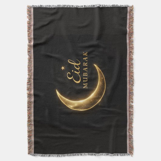 Couverture Black & Gold Eid Mubarak Decorative Pillow – Ramad (devant Vertical)