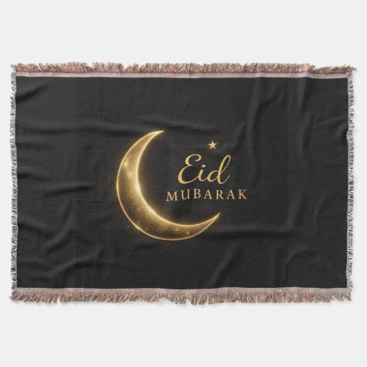 Couverture Black & Gold Eid Mubarak Decorative Pillow – Ramad (Devant)