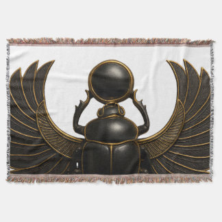 Couverture Black & Gold Pharaonic Beetle Throw Blanket