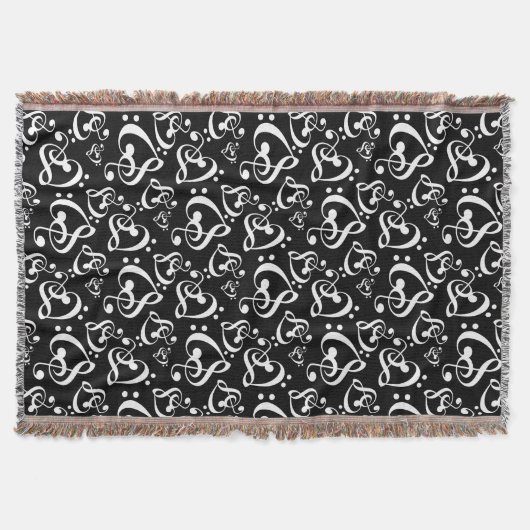 Couverture Black White Music Notes Bass Treble Clef Hearts (Devant)