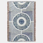 Couverture Blanc bleu Floral chinois rond (devant Vertical)