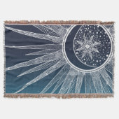 Couverture Blanc Sun Moon Mandala Blue Gradient Design (Devant)