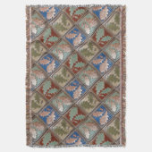 Couverture Blanche à lancer à franges avec feuilles en chêne (devant Vertical)