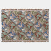 Couverture Blanche à lancer à franges avec feuilles en chêne (Devant)