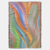 Couverture Blanche à lancer orange, bleu et vert tissé (devant Vertical)