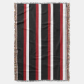 Couverture Blanche à lancer rayée rouge noir (devant Vertical)