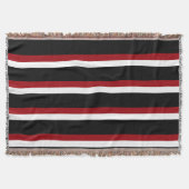 Couverture Blanche à lancer rayée rouge noir (Devant)