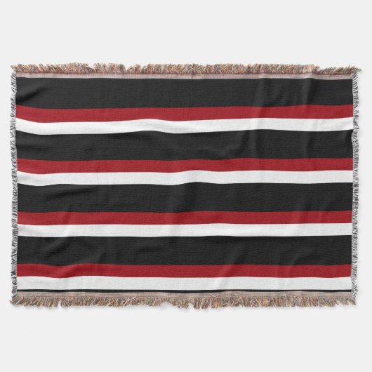 Couverture Blanche à lancer rayée rouge noir (Devant)