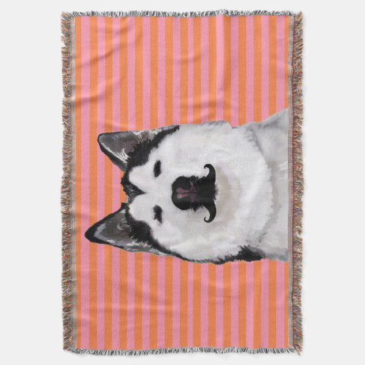 Couverture Blanche à lancer rose et orange (devant Vertical)