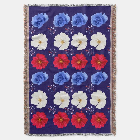 Couverture Blanche à lancer rouge, blanc et bleu (devant Vertical)