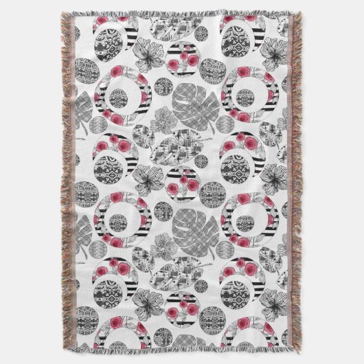 Couverture Blanche à lancer, Rouge et Noir, Quilting, Patchwo (devant Vertical)