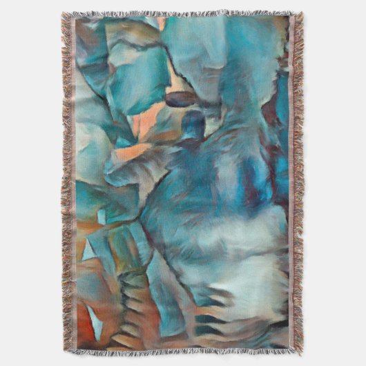 Couverture Blanche à Throw moderne avec Motif Abstrait (devant Vertical)