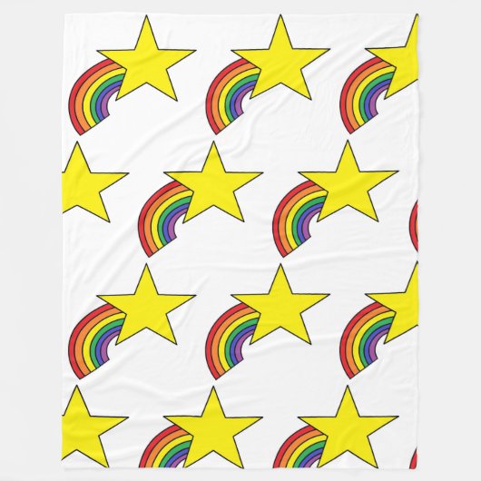 Couverture blanche avec arcs-en-ciel et étoiles ja (Devant)