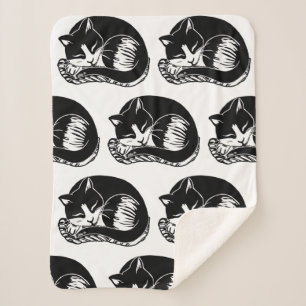 Couverture blanche de Sherpa de noir de chats de
