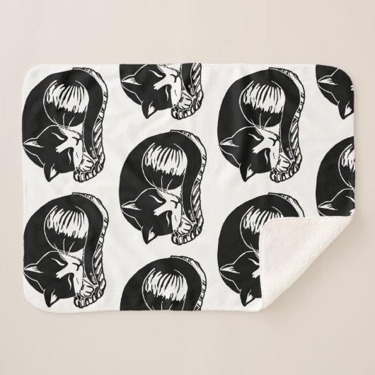 Couverture blanche de Sherpa de noir de chats de (Devant (Horizontal))