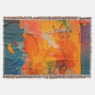 Couverture Blanche orange vif et bleue Turquoise