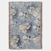 Couverture Blancs et bleu clair Fleurs soies répétées (devant Vertical)