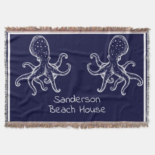 Couverture Blancs Octopus marine bleu marine océan côtier (Devant)