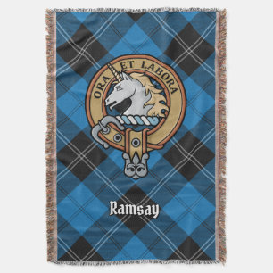 Couverture Blason du Clan Ramsay sur Tartan de Chasse Bleu