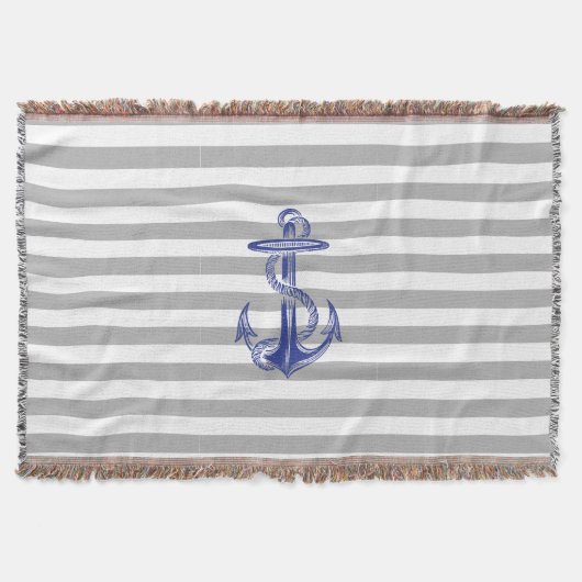 Couverture Bleu Ancre Gris Bleu Blancs (Devant)