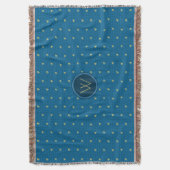 Couverture Bleu avec Houndstooth Gold Accent Jetez la couvert (devant Vertical)