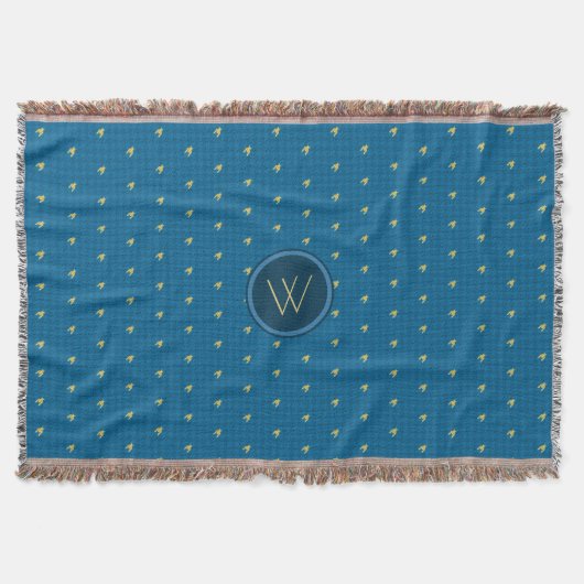 Couverture Bleu avec Houndstooth Gold Accent Jetez la couvert (Devant)