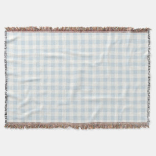 Couverture Bleu Clair Blanc Carreaux Rayures