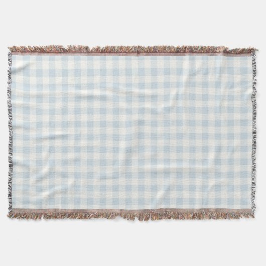 Couverture Bleu Clair Blanc Carreaux Rayures (Devant)
