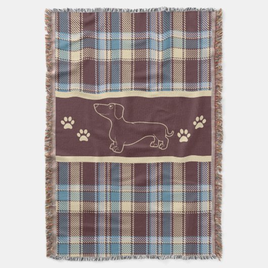 Couverture Bleu Dachshund/Lot Plaid (devant Vertical)