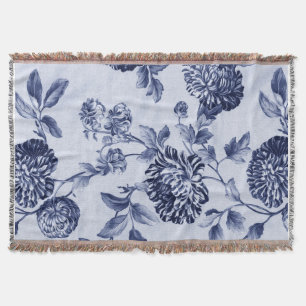Couverture Bleu d'indigo Toile floral vintage