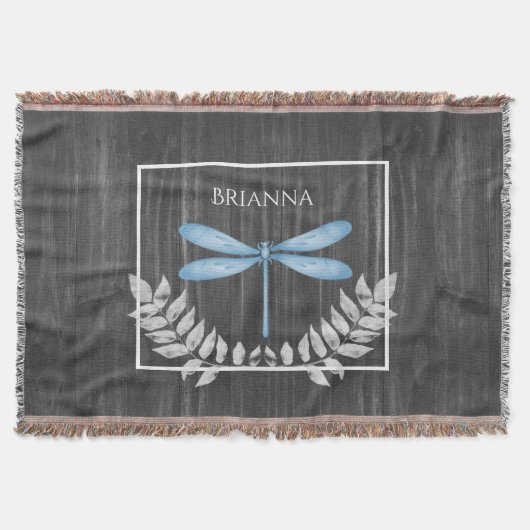 Couverture Bleu Dragonfly Rustic Personnalisé Blanche (Devant)