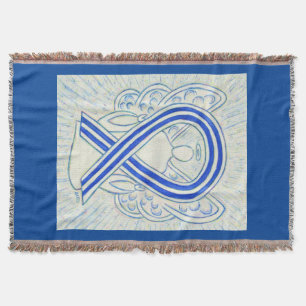 Couverture Bleu et blanc ruban de sensibilisation Angel Blanc