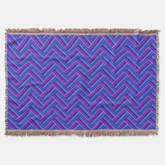 Couverture Bleu et violet rayures double tissage (Devant)