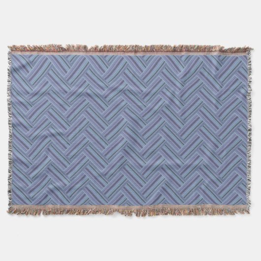 Couverture Bleu gris rayures motif double tissage (Devant)