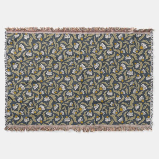 Couverture Bleu marine avec fleurs de Coneflowers Floral (Devant)